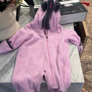 Columbia Pink and Gray Kids Fleece Footie